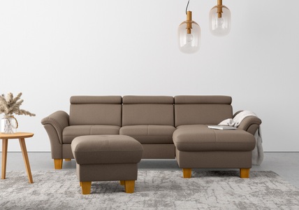 HOME AFFAIRE, Home affaire Ecksofa, wahlweise mit Bett mit klappbaren Rollen, Kasten und Kopfverstellung, Home affaire Ecksofa »Lindgren L-Form«, wahlweise mit Bett mit klappbaren Rollen, Kasten und Kopfverstellung