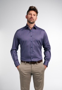 Eterna, ETERNA LANGARM HEMD MODERN FIT SATINGEWEBE BLAU BEDRUCKT, Eterna Langarmhemd »MODERN FIT«