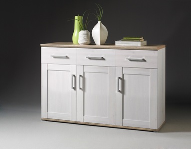 Ridgevalley, home24 Sideboard Halsoy I, HBZ Sideboard »Romance im Landhaustil, Wohnzimmerschrank BxHxT 140x88x45 cm«, (1 St.), Mit 3 Türen, 3 Schubkästen und 3 Einlegeböden