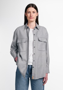 Eterna, ETERNA LANGARM BLUSE MODERN CLASSIC UPCYCLING SHIRT FLANELL GRAU, 