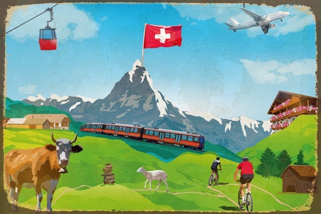 QUEENCE, queence Metallbild »VACATION«, Schweiz, Blechschilder, queence Metallbild »VACATION«, Schweiz, Blechschilder