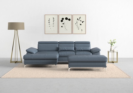 SIT&MORE, sit&more Ecksofa »Cabrio«, mit Sitztiefen- und Armteilverstellung sowie Federkern, 2 Nierenkissen, sit&more Ecksofa »Cabrio L-Form, B: 295 cm, mit Sitztiefen-, Arm- & Kopfteilverstellung« 2 Nierenkissen, Federkern, optional Bettfunktion und Stauraum