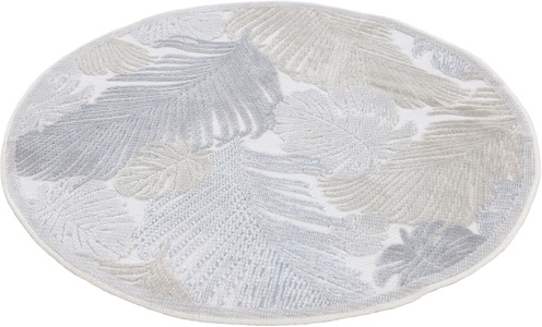 carpetfine, carpetfine Teppich »Deja 104«, rund, 4 mm Höhe, robustes Flachgewebe, Motiv- Floral Palmenblätter, Hoch-Tief Effekt, In- und Outdoor geeignet, Wetterfest und UV-beständig für Balkon, Terrasse, Garten, Aussenbereich,Wohnzimmer, Schlafzimmer, carpetfine Teppich »Deja 104«, rund, 4 mm Höhe, robustes Flachgewebe, Motiv- Floral Palmenblätter, Hoch-Tief Effekt