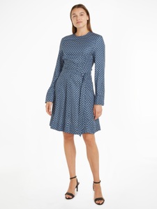 Tommy Hilfiger, Tommy Hilfiger Blusenkleid »FOULARD FIT & FLARE KNEE DRESS«, mit Tommy Hilfiger Markenlabel, Tommy Hilfiger Blusenkleid »FOULARD FIT & FLARE KNEE DRESS«, mit Tommy Hilfiger Markenlabel