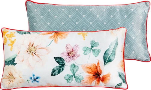 Descanso, Descanso Zierkissen ANNABELLE 30x60 cm Cremeweiß, Descanso Dekokissen »Annabelle«, Mit Füllung, 1 Stück, Mit Biese, Wendeoptik, Sehr Weich, Blumen