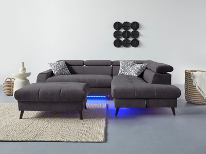 Cotta, COTTA Ecksofa »Mia«, 3-tlg.-Kissen-Set, Ottomane, wahlweise mit oder ohne RGB-Beleuchtung, COTTA Ecksofa »Mia L-Form«, 3-tlg.-Kissen-Set, Ottomane, wahlweise mit oder ohne RGB-Beleuchtung