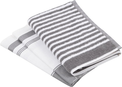 Ross, ROSS Geschirrtuch »Exclusiv«, (Set, 3 tlg.), 1x Küchen-Frottiertuch 50x50 cm Streifen und 2 Geschirrtücher 50x70 cm mit Gartenkräutern, ROSS Geschirrtuch »Exclusiv«, (Set, 3 tlg.), 1x Küchen-Frottiertuch (Streifen) und 2 Geschirrtücher (Gartenkräuter)