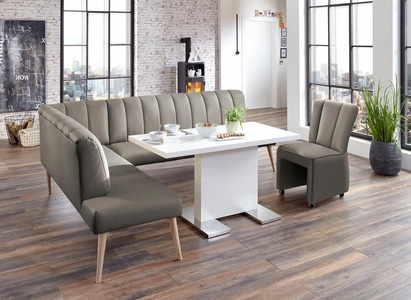 exxpo - sofa fashion, exxpo - sofa fashion Eckbank »Costa«, Frei im Raum stellbar, exxpo - sofa fashion Eckbank »Costa, moderne Rückensteppung, bequem und elegant, hoher Holzfuss«, Frei im Raum stellbar