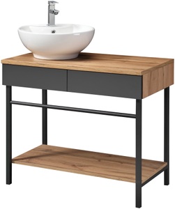 WELLTIME, WELLTIME Set: Waschtisch »Haarlem«, Waschtisch, Breite 87,6 cm, welltime Waschtisch »Haarlem«, Breite 87,6 cm, Badmöbel mit 2 Schubladen