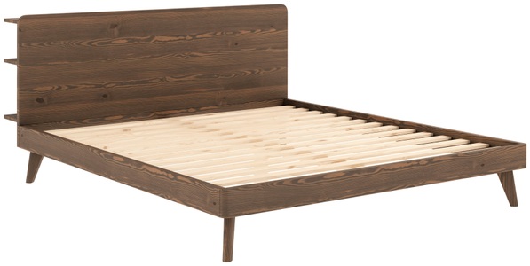 Karup Design Bettgestell »RETREAT BED«, aus Kiefer massiv mit Lattenrost, Kopfteil mit 3 Ablagen