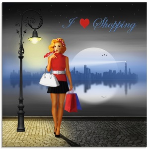 Artland, Artland Glasbild »Ich liebe Einkaufen«, Artland Glasbild »Ich liebe Einkaufen«, Mode, (1 St.), in verschiedenen Grössen