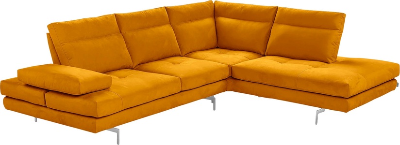 CALIA ITALIA, CALIA ITALIA Ecksofa »Toby Wing«, Sitztiefenverstellung, Eckelement mit Funktion, Füsse in Chrom glänzend, CALIA ITALIA Ecksofa »Toby Wing, L-Form, Multifunktionssofa, bequem und edel«, Sitztiefenverstellung und Armteilfunktion, Füsse chrom glänzend