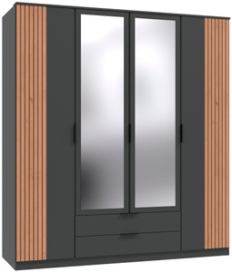 Wimex, Wimex Drehtürenschrank »Lübeck«, Akustiklamellen Optik, mit Spiegeltüren, 135 oder 180cm breit, Wimex Drehtürenschrank »Lübeck«, Akustiklamellen Optik, mit Spiegeltüren, 135 oder 180cm breit