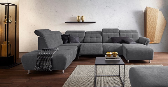PLACES OF STYLE, Places of Style Wohnlandschaft »Manhattan«, 2 Sitze mit elektrischer Relaxfunktion, verstellbare Armlehnen, Places of Style Wohnlandschaft »Manhattan U-Form«, 2 Sitze mit elektrischer Relaxfunktion, verstellbare Armlehnen