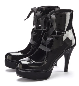LASCANA Belle Affaire, LASCANA Belle Affaire High-Heel-Pumps, Halbschuh, Sandalette, Stiefelette mit Plateau, Lackoptik, LASCANA Belle Affaire High-Heel-Schaftpumps, Stiefelette mit Plateau, Lackoptik