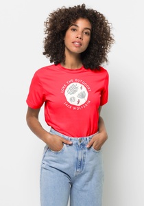Jack Wolfskin, Jack Wolfskin T-Shirt aus Bio-Baumwolle Frauen Wild Flower T-Shirt Women M rot tulip red, 
