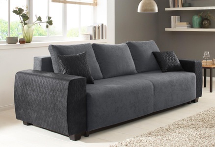 HOME AFFAIRE, Home affaire Schlafsofa »Bella«, mit geprägtem Bezug bei Armlehnen, Home affaire Schlafsofa »Bella«, mit geprägtem Bezug bei Armlehnen
