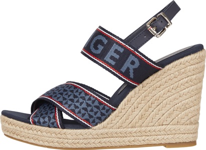 Tommy Hilfiger, Tommy Hilfiger High-Heel-Sandalette »TOMMY WEBBING HIGH WEDGE SANDAL«, mit vestellbarer Schnalle, 