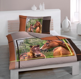 Home Fashion, HOME FASHION Bettwäsche »Pferd, Renforcé, (2tlg.)«, mit abgepassten Kissen, HOME FASHION Bettwäsche »Pferd, Renforcé, (2tlg.)«, mit abgepassten Kissen