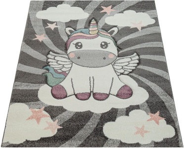 PACO HOME, Paco Home Kinderteppich »Cosmo 395«, rechteckig, 12 mm Höhe, 3D-Design, niedliches Einhorn Motiv, Pastell-Farben, Kinderzimmer, 