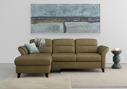 sit&more Ecksofa »Mellum«, inklusive Federkern, wahlweise mit Bettfunktion, Bettkasten und Armteilfunktion