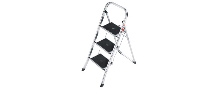Hailo, Hailo K30 4393-801 Aluminium Klapptritt klappbar Arbeitshöhe (max.): 2.45 m Silber, Schwarz 4.6 kg, Hailo Klapptritt K70 Standartline | 3 Stufen | 20 × 30 cm