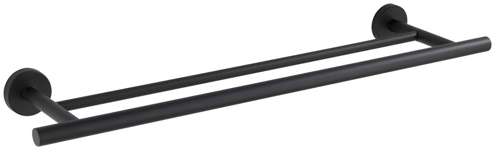 Wenko, Wenko - Badetuchstange Duo Bosio Black matt, Edelstahl rostfrei, 