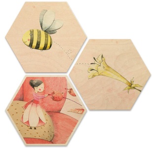 Wall-Art, Wall-Art Mehrteilige Bilder »Däumelinchen Kinderzimmer Set« (Set), Wall-Art Mehrteilige Bilder »Däumelinchen Kinderzimmer Set«, (Set, 3 St.), Holzposter modern