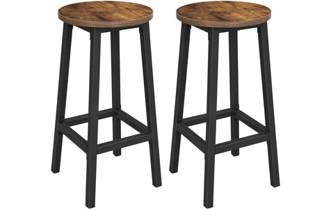 VASAGLE Barhocker »rund, 2er Set, Metall, Holz«, Herkunftsland China, Holzart