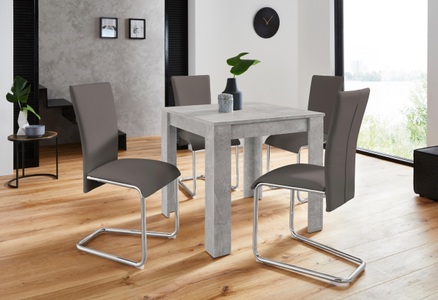HOMEXPERTS, Homexperts Essgruppe »Nick1-Mulan«, (Set, 5 tlg.), Tisch in Beton-Optik, Breite 80 cm, Homexperts Essgruppe »Nick1-Mulan«, (Set, 5 tlg.), Tisch in Beton-Optik, Breite 80 cm