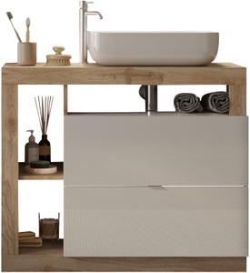 WELLTIME, welltime Waschtisch »Hamburg«, 2 Schubkästen, Breite 92 cm, Soft-Close, inkl. Keramik-Aufsatzbecken, welltime Waschtisch »Hamburg«, 2 Schubkästen, Breite 92 cm, Soft-Close, inkl. Keramik-Aufsatzbecken
