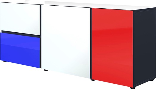 Germania, GERMANIA Lowboard »Ideeus«, GERMANIA Lowboard »Ideeus«, Breite 164 cm, Fronten und Oberboden mit Glasauflagen