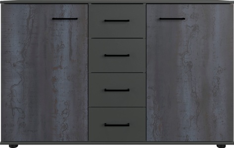 Wimex, Wimex Kombikommode »Kopenhagen«, in 2 Breiten, MID.YOU Kommode 130/83/41 cm , Kopenhagen , Graphitfarben, Dunkelgrau , Holzwerkstoff , 2 Fächer , 130x83x41 cm , Dekorfolie,Dekorfolie,Nachbildung,Nachbildung , 001787056804