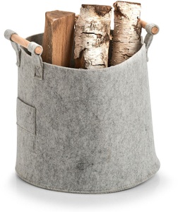 Zeller, Zeller - Aufbewahrungskorb, Filz/Holz, grau, Zeller Present Aufbewahrungskorb »Aufbewahrungskorb, Filz/Holz, grau«, (1 St.), mit Holzelementen