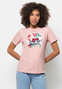 Jack Wolfskin, Jack Wolfskin T-Shirt aus Bio-Baumwolle Frauen Flower Logo T-Shirt Women XXL violett light blush, 