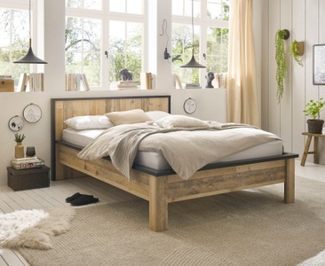 HOME AFFAIRE, Home affaire Einzelbett »SHERWOOD«, aus FSC-zertifiziertem Holzwerkstoff, Home affaire Einzelbett »SHERWOOD Liegefläche 90/140 oder 180x200 cm«, aus FSC®-zertifiziertem Holzwerkstoff, rustikaler Landhausstil
