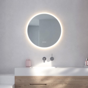 Loevschall, Loevschall Badspiegel »Aalborg Rund«, Ø 60 cm, Loevschall Badspiegel »Aalborg Rund, Badezimmerspiegel mit LED Beleuchtung, Lichtspiegel«, Touchpanel für Lichtsteuerung, Verstellbarer Spiegel, MultiWhite®