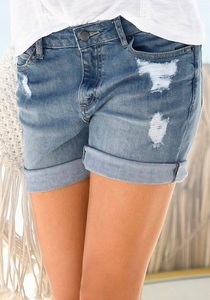 Buffalo, Buffalo Jeansbermudas, Buffalo Jeansbermudas, mit Destroyed-Effekten, Shorts zum Krempeln, kurze Hose
