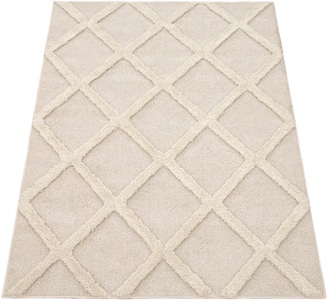 Paco Home Hochflor-Teppich »Genua 745«, rechteckig, Uni-Farben, Hoch-Tief Effekt, modernes Design, Rauten, weicher Flor