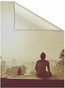 LICHTBLICK ORIGINAL, LICHTBLICK ORIGINAL Fensterfolie "Tempel Borobudur" 1 Stk. blickdicht strukturiert Klebepunkte selbstklebend, Sichtschutz