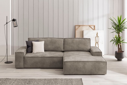 HOME AFFAIRE, Home affaire Ecksofa »SHERWOOD«, mit Bett-Funktion (Liegefläche 210x136 cm), mit 2 losen Rückenkissen, Home affaire Ecksofa SHERWOOD Schlafsofa 267 cm, L-Form, Schlaffunktion mit Bettkasten (210x136 cm), Cord, Vintage, Samtvelours