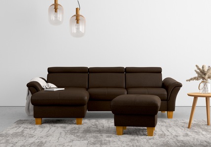 HOME AFFAIRE, Home affaire Ecksofa, wahlweise mit Bett mit klappbaren Rollen, Kasten und Kopfverstellung, Home affaire Ecksofa »Lindgren L-Form«, wahlweise mit Bett mit klappbaren Rollen, Kasten und Kopfverstellung