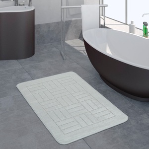 PACO HOME, Paco Home Badematte »Riga 187«, Höhe 16 mm, rutschhemmend beschichtet, fussbodenheizungsgeeignet, Badteppich, Uni Farben, mit Kachelmuster, waschbar, rechteckig & rund erhältlich, 