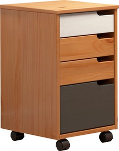 INTER-FURN, INTER-FURN Rollcontainer »Mestre«, Korpus und Front aus massivem Kiefernholz, INTER-FURN Rollcontainer »Mestre«, Korpus und Front aus massivem Kiefernholz