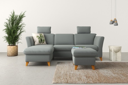 HOME AFFAIRE, Home affaire Ecksofa »Trelleborg«, Federkern-Polsterung, wahlweise mit Bettfunktion und Bettkasten, Kopfstützen optional, Home affaire Ecksofa »Trelleborg L-Form«, Federkern-Polsterung, wahlweise mit Bettfunktion und Bettkasten