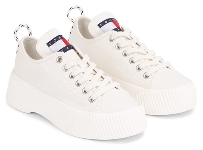 TOMMY JEANS, Tommy Jeans Plateausneaker »TJW VULC PLAT. LC DENIM«, mit Logo-Aufnäher, 