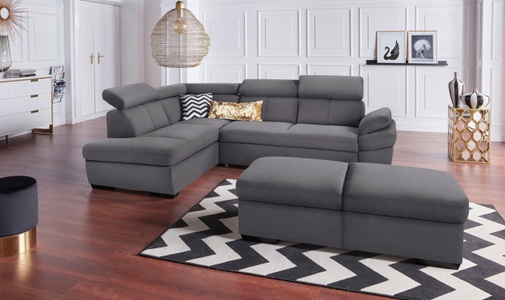 exxpo - sofa fashion, exxpo - sofa fashion Ecksofa, inklusive Kopfteil- und Armteilverstellung, wahlweise mit Bettfunktion, exxpo - sofa fashion Ecksofa »Salerno, klassisch modernes Funktionssofa, hoher Sitzkomfort, L-Form« inkl. Kopf- und Armteilverstellung, wahlweise mit Bettfunktion