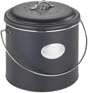 WENKO Biomülleimer »Nero«, inkl. 3 Aktivkohlefiltern zum Wechseln, 6 Liter, Metall