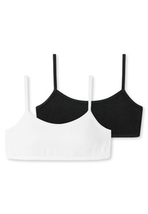 Mädchen-Bustiers 2er-Pack Organic Cotton weiß/ schwarz - 95/5 152