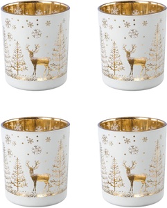 Creativ Deco, Creativ deco Teelichthalter, (4 St.), mit goldfarbener Innenseite, Creativ deco Teelichthalter »Weihnachtsdeko«, (4 St.), mit goldfarbener Innenseite